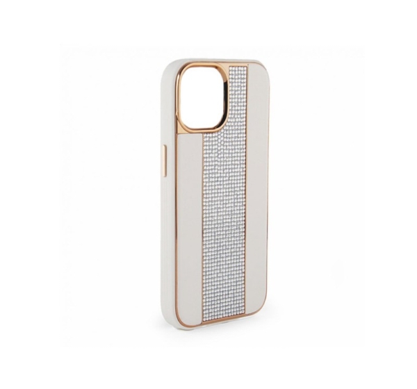 iLike Apple iPhone 15 Pro Max Diamonds and Leather Case White