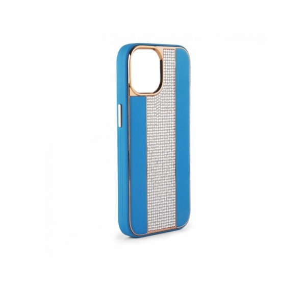 iLike Apple iPhone 15 Pro Max Diamonds and Leather Case Blue