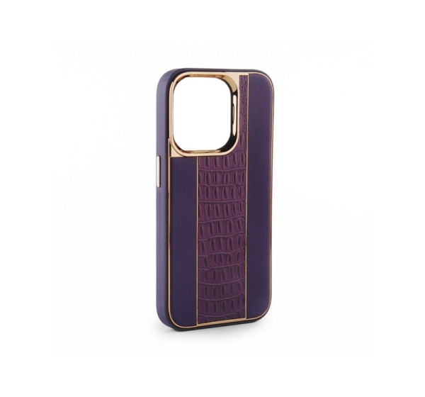 iLike Apple iPhone 15 Leather Case Customized Plum