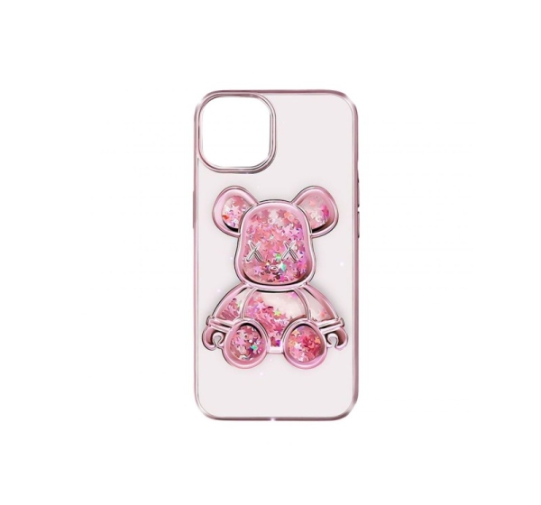 iLike Apple iPhone 15 Silicone Case Print Desire Bear Pink