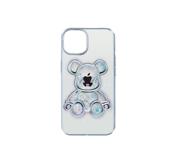 iLike Apple iPhone 15 Silicone Case Print Desire Bear Silver
