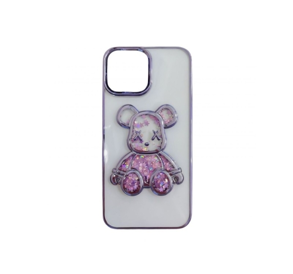 iLike Apple iPhone 15 Silicone Case Print Desire Bear Purple