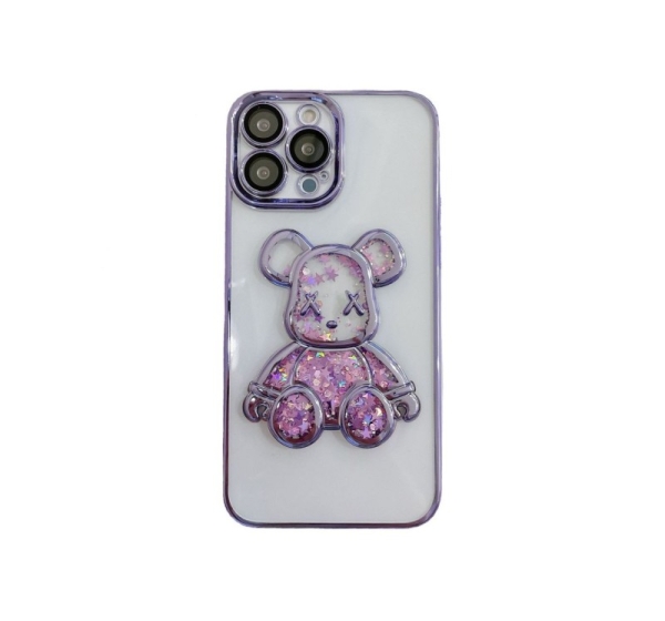 iLike Apple iPhone 15 Pro Silicone Case Print Desire Bear Purple