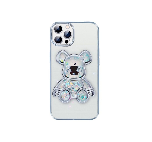 iLike Apple iPhone 15 Pro Max Silicone Case Print Desire Bear Silver