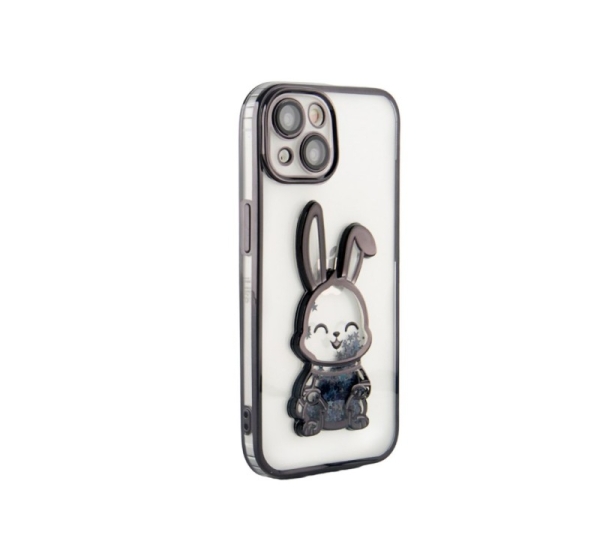 iLike Apple iPhone 13 Silicone Case Print Desire Rabbit Black