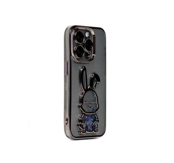 iLike Apple iPhone 14 Pro Silicone Case Print Desire Rabbit Black