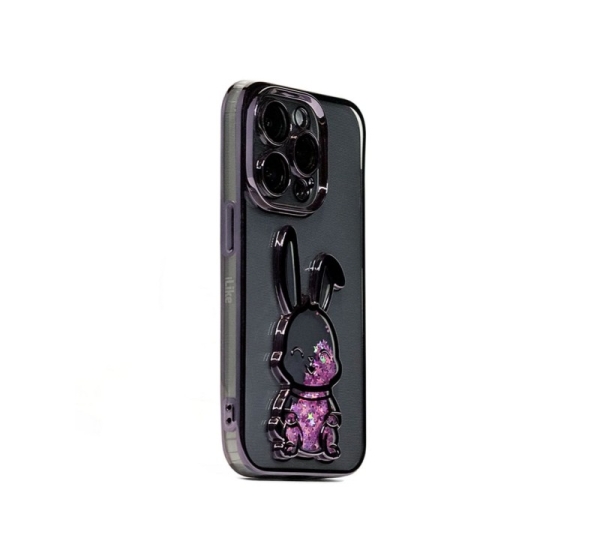 iLike Apple iPhone 14 Pro Silicone Case Print Desire Rabbit Purple