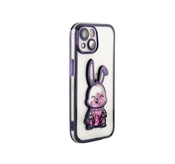 iLike Apple iPhone 15 Silicone Case Print Desire Rabbit Purple