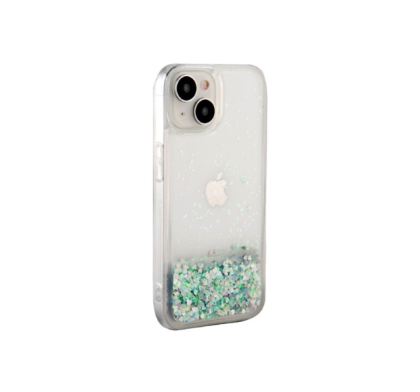 iLike Apple iPhone 15 Silicone Case Water Glitter Silver