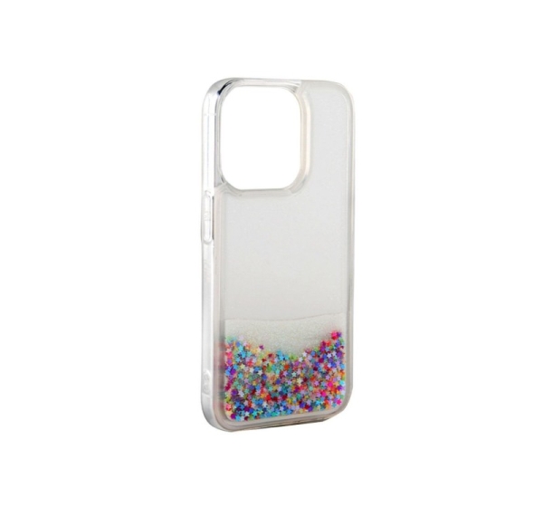 iLike Apple iPhone 15 Plus Silicone Case Water Glitter Rainbow