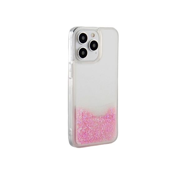 iLike Apple iPhone 15 Pro Silicone Case Water Glitter Pink