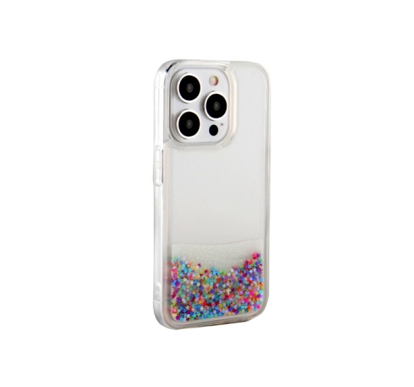 iLike Apple iPhone 15 Pro Silicone Case Water Glitter Rainbow