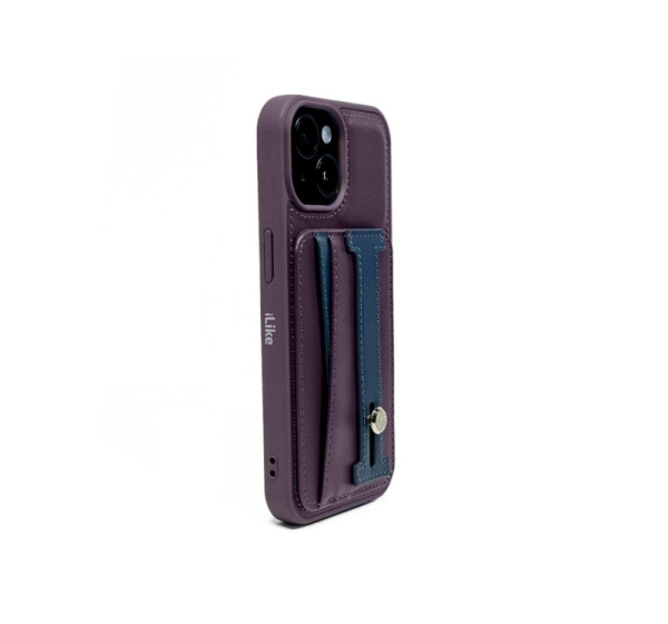iLike Apple iPhone 15 Pro Max LEATHER POCKET STAND COVER Purple