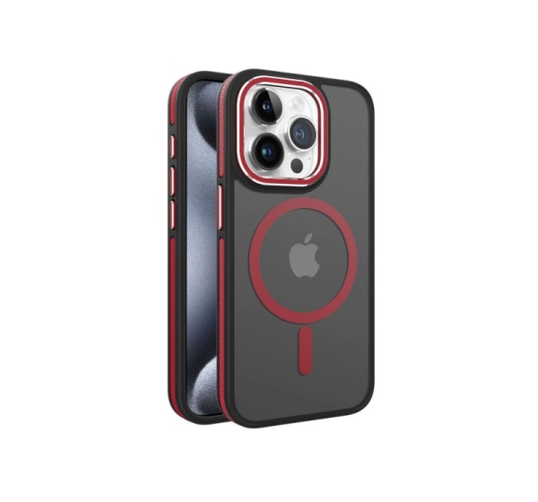 iLike Apple iPhone 15 Pro Max DUAL METAL FRAME MAGSAFE CASE Red