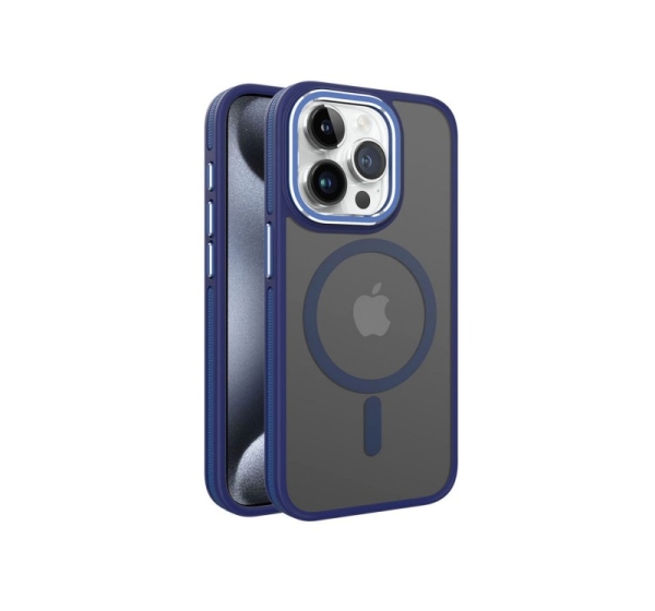 iLike Apple iPhone 15 DUAL METAL FRAME MAGSAFE CASE Blue