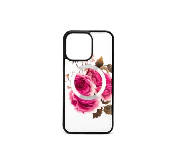 Evelatus Apple iPhone 14 Pro Max Leather Case Zipper Design Flower White
