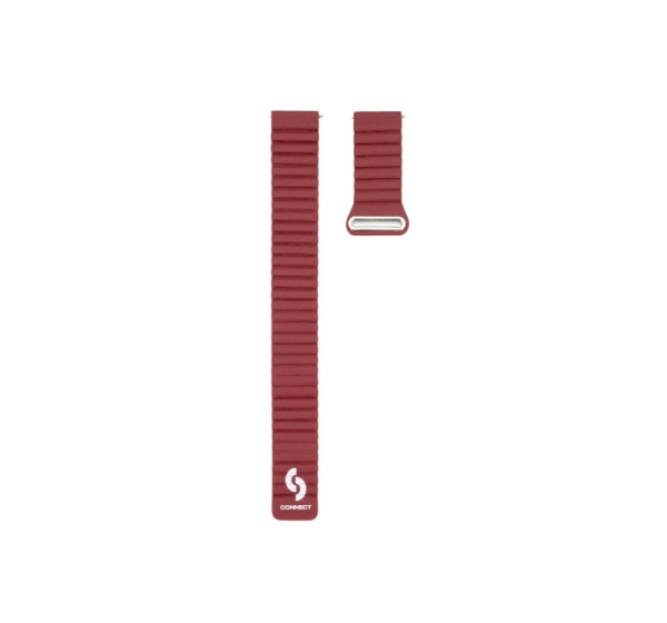 Connect 20mm Flat head Leather - Silicone Loop Magnetic Watch Strap (130mm M/L) Wine Red