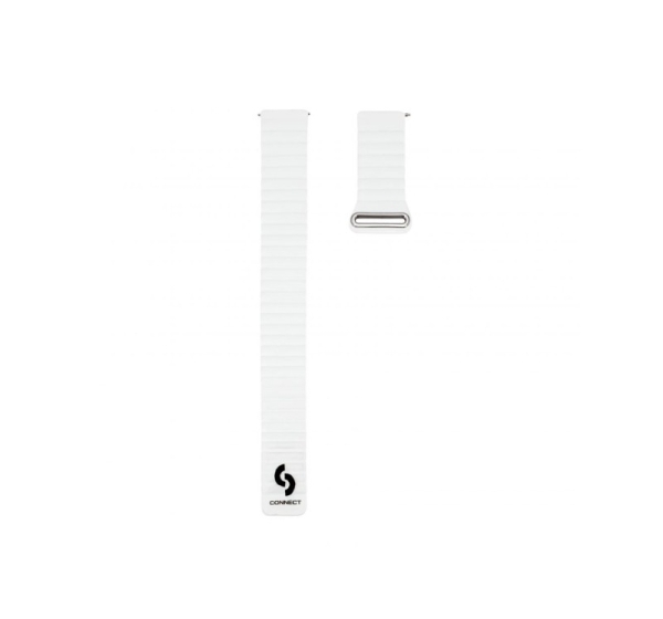 Connect 22mm Flat head Leather - Silicone Loop Magnetic Watch Strap (130mm M/L) White