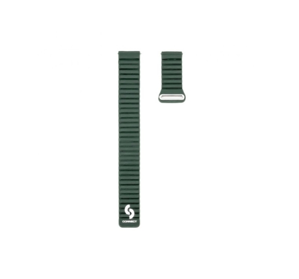 Connect 22mm Flat head Leather - Silicone Loop Magnetic Watch Strap (130mm M/L) Forest Green