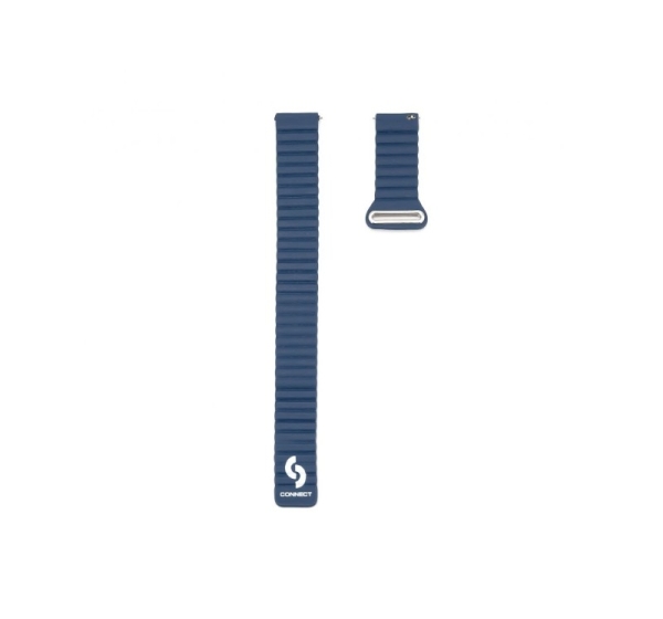 Connect 22mm Flat head Leather - Silicone Loop Magnetic Watch Strap (130mm M/L) Midnight Blue