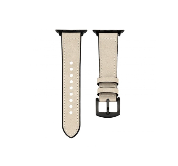 Connect Watch 38/40/41mm Silicone patch Leather Watch Strap (132mm M/L) White