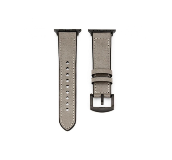 Connect Watch 38/40/41mm Silicone patch Leather Watch Strap (132mm M/L) Silver