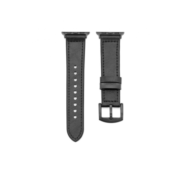 Connect Watch 42/44/45mm Silicone patch Leather Watch Strap (132mm M/L) Black
