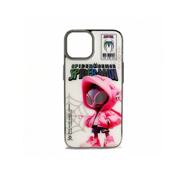 iLike Apple iPhone 14 PC Silicone Case Spider Sense White Pink