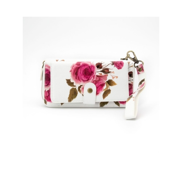 Evelatus Universal Wallet Zipper Design Flower White