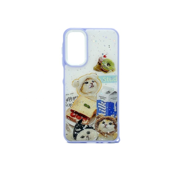 iLike Samsung Galaxy A15 EPOXY CARTOON COVER case Purple White
