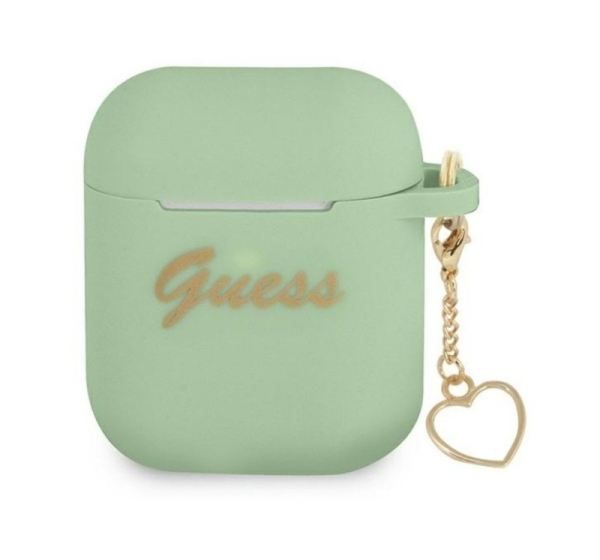 Guess Apple AirPods 1/2 cover Silicone Charm Heart Collection Green