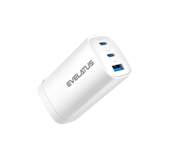 Evelatus 65W Max Fast Charger CN USB-C1/USB-C1/USB-A ETC10 White