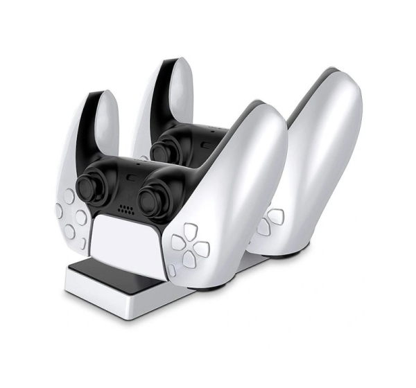 CP   PS5 DualSense Dual Slot Charger Dock Stand for Play Station 5 Controllers with USB-C Black