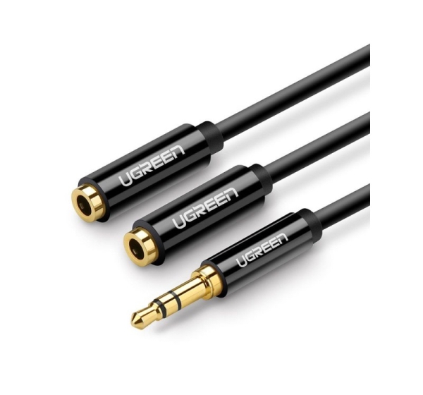 Ugreen cable 3.5 mm headphone splitter mini jack AUX 25cm black (20816) Black