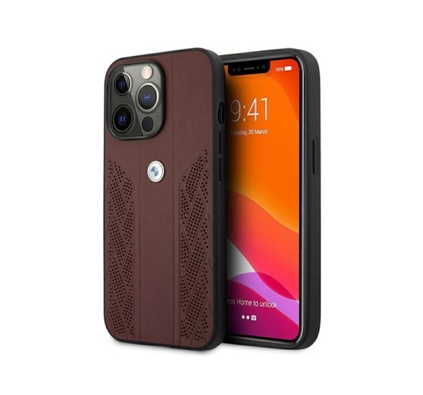 BMW BMW Leather Curve Perforate Case for iPhone 13 Pro / iPhone 13 - Red