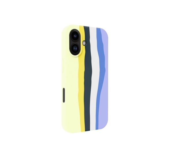 Evelatus Apple iPhone 16 Multi-Colored Silicone Case With MagSafe Crimson White