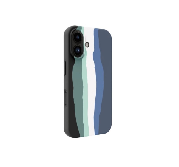 Evelatus Apple iPhone 16 Multi-Colored Silicone Case With MagSafe Aura Blue