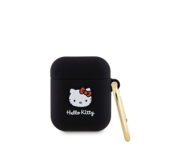 Hello Kitty -  Liquid Silicone 3D Kitty Head Logo Case for AirPods 1/2 Black