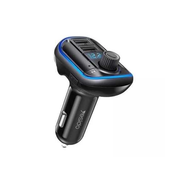 yesido Y44 MP3 Player Bluetooths Cigarette Lighter Auto Charge Universal U Disk 2 Usb Car Charger Black