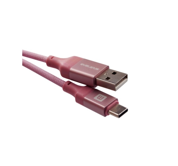 Evelatus Cable USB A to C 2M Aluminum housing braiding Pink