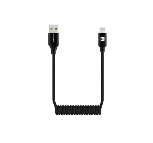 Evelatus AutoSpring Coiled Cable USB A to Lightning 1.2M cable Black