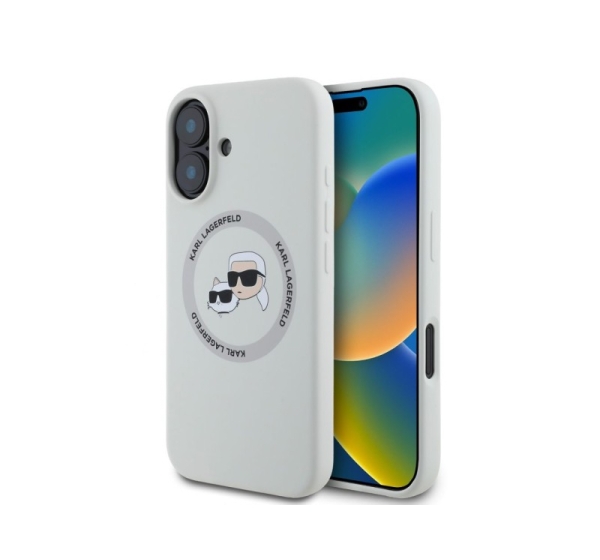 Karl Lagerfeld - Karl Lagerfeld Liquid Silicone K&CH Heads MagSafe Case for iPhone 16 Beige