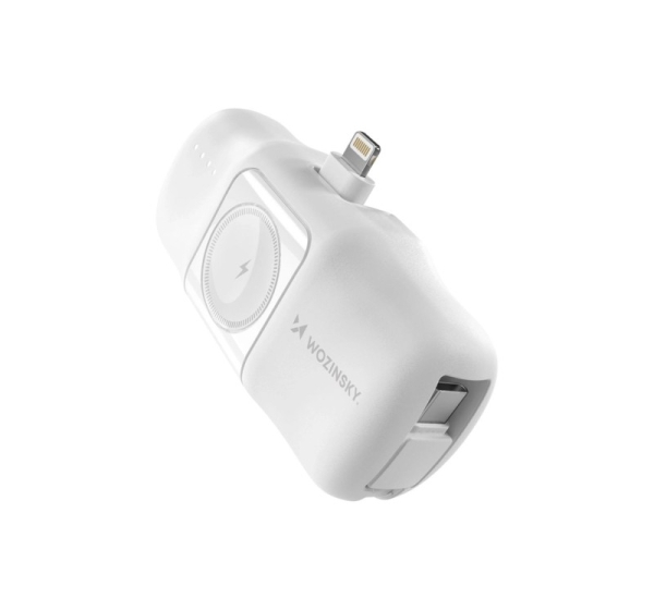 Wozinsky   Wozinsky WF16-YLS 5000mAh 15W Lightning Mini Power Bank with Built-in USB-C Cable and Apple Watch Charger - White