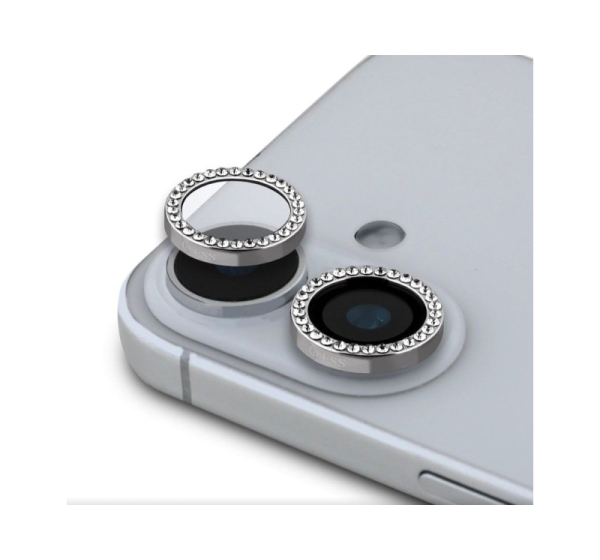 Guess Apple iPhone 16/16 Plus Fixed Glliter Protective Lens Silver
