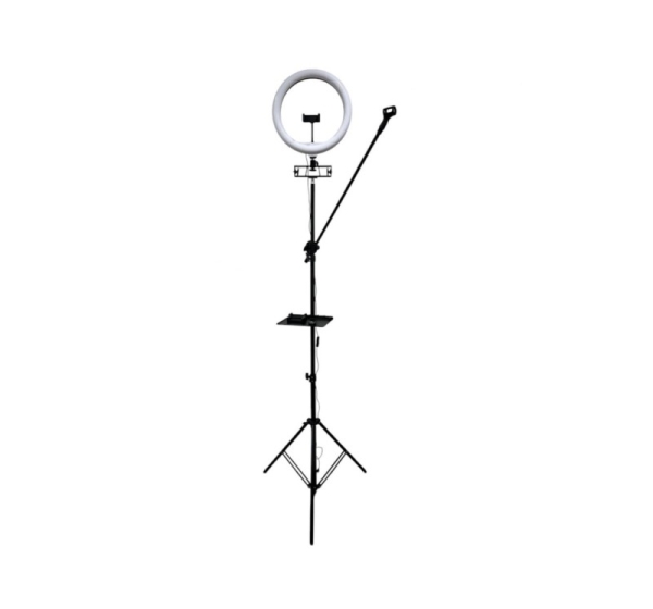iLike S12 LED Selfie 31cm Ring Light Lamp + Tripod Stand 2.1m + Shelf & 3x phone / Mic Holder Black