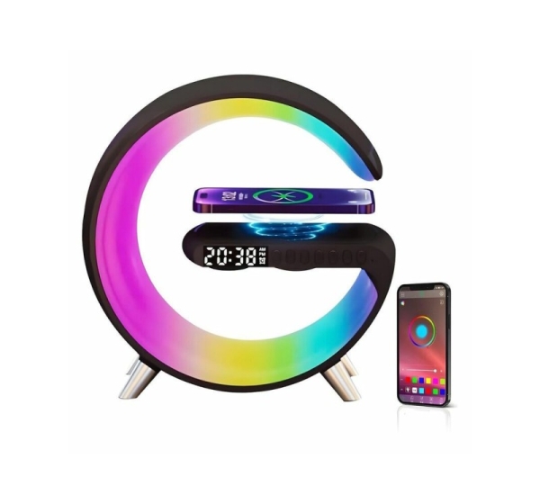 Elight   G1 15W Wireless charger Desk Alarm Clock Atmosphere Night Lamp with Bluetooth Speker Black