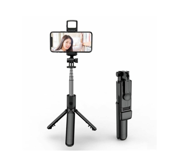 Elight   S3L 3in1 Led Light Selfie stick & Video WEB call Tripod stand till 68cm & Shutter Button Black