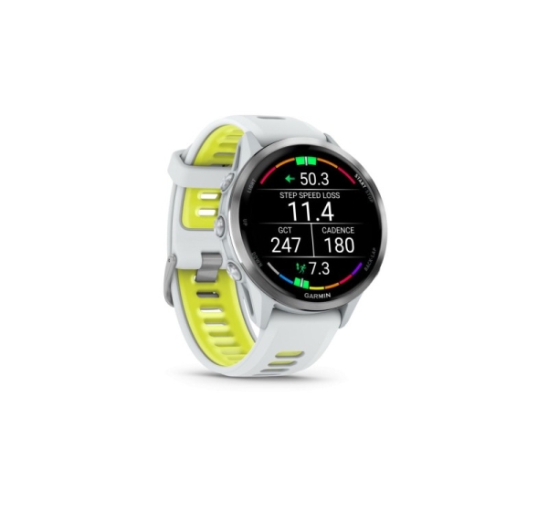 Garmin Forerunner 970, Titanium with Whitestone Case and Whitestone/Translucent Amp Yellow Band