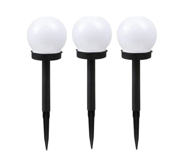 Elight   Garden Solar Globe Light Set 3pcs 10cm Cold White LED with Dusk Sensor Waterproof Black