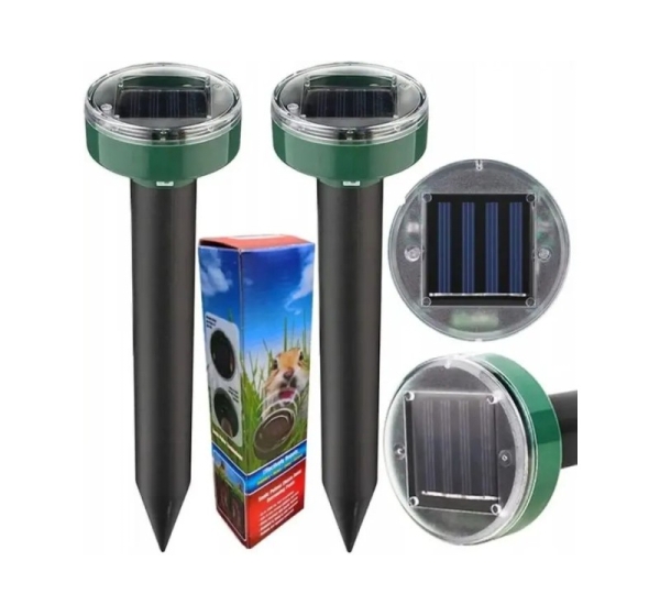 iLike Gardenera Solar Ultrasonic Mole and Rodent Repeller 22.5x6.3cm Set of 2 pcs for Garden and Lawn